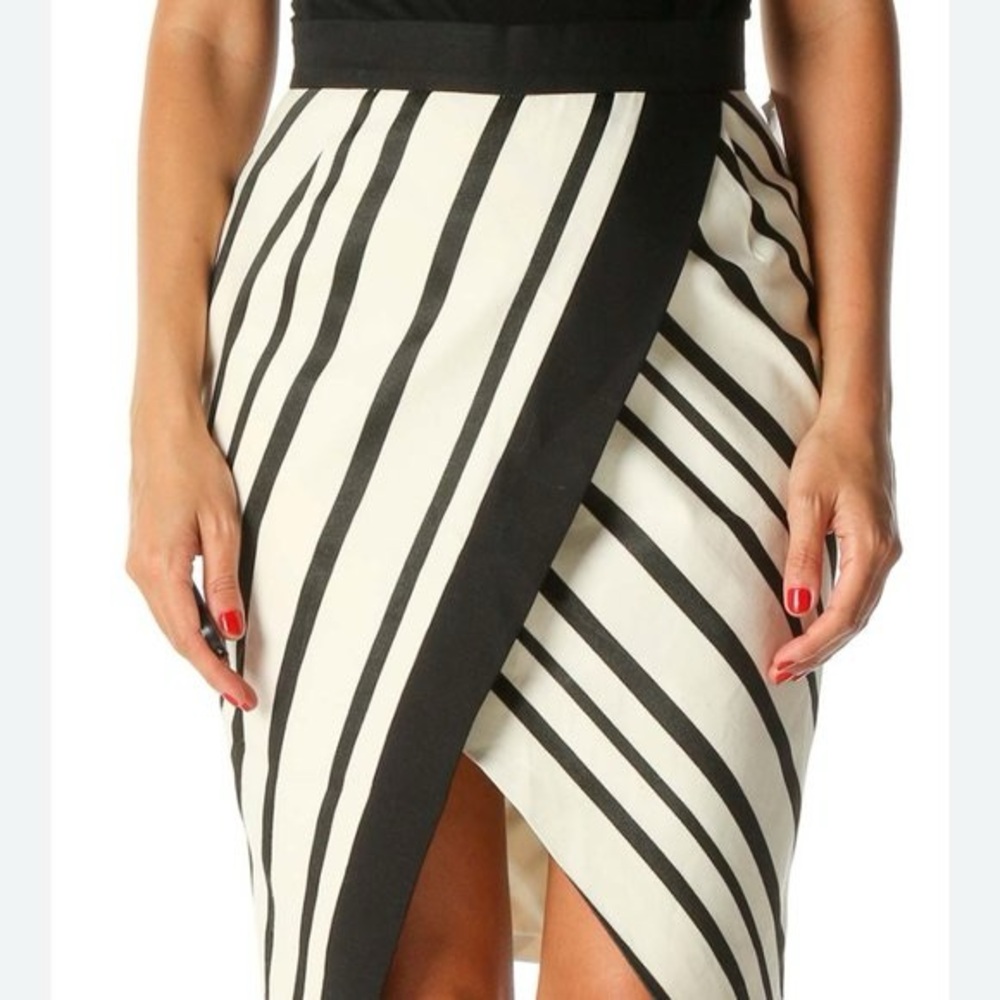 H&M Black and White Wrap Midi Skirt